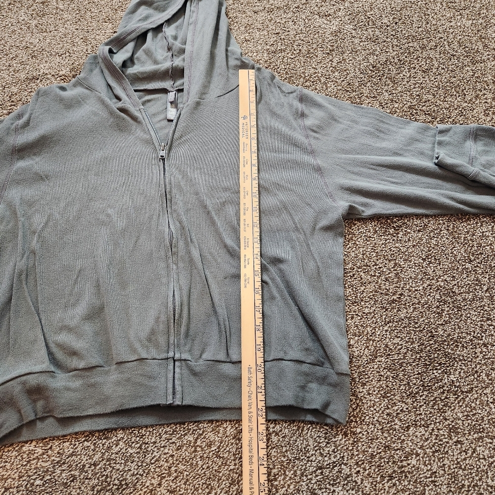 Skims Logo Pointelle Zip Up Hoodie In Mineral Green Size 4X - Picture 6 of 6